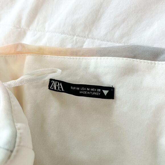 NWOT Blogger Fave Zara Pleated Mesh Strapless Tube Top Pastel Watercolor Print M - Picture 4 of 7